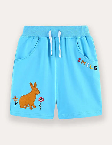 T-Shirt- und Shorts-Set mit Hasen- und Luftballon-Print