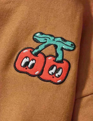 Conjunto de sudadera con aplicación de cerezas de dibujos animados