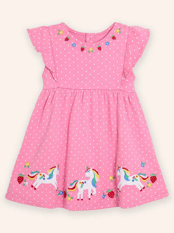 Kleid mit Regenbogen-Einhorn-Applikation