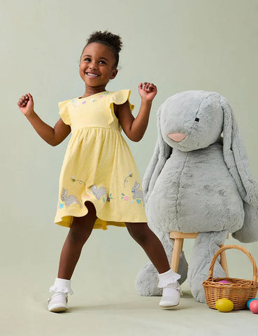 Sommerkleid mit gelber Häschen-Applikation