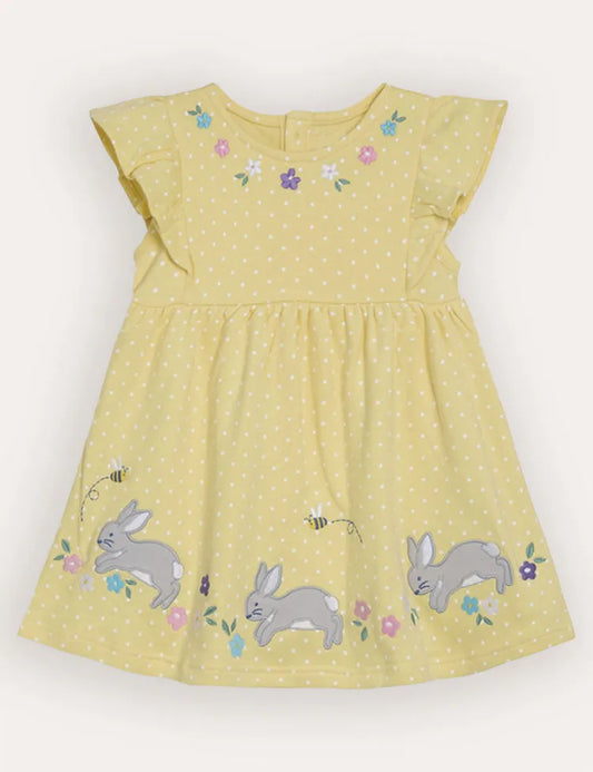 Sommerkleid mit gelber Häschen-Applikation