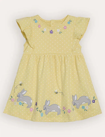 Sommerkleid mit gelber Häschen-Applikation