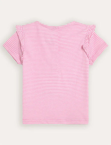Fuchsiarosa Einhorn-Applikation T-Shirt mit Rüschenschultern