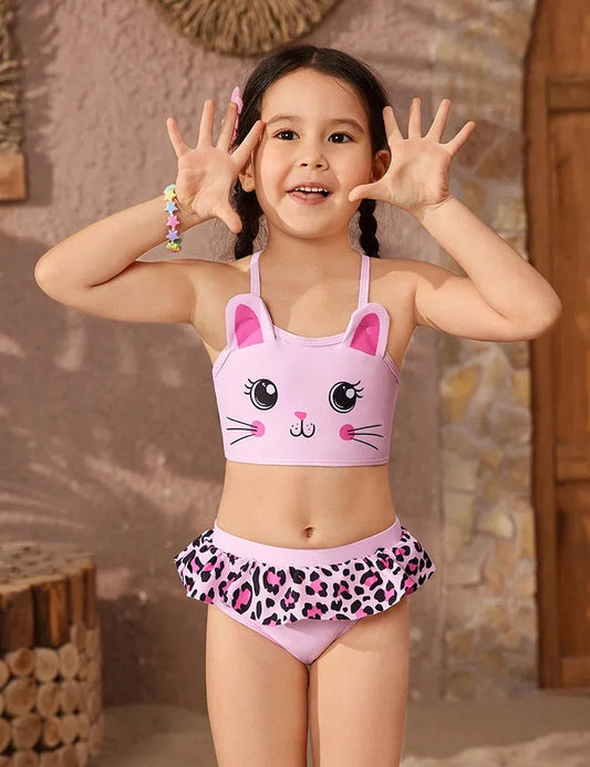 Leopardenmuster Rüschen-Bikini-Set