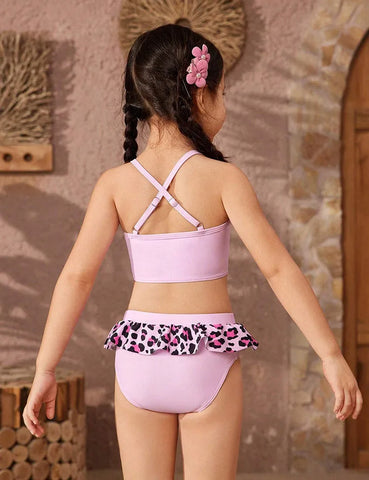 Leopardenmuster Rüschen-Bikini-Set