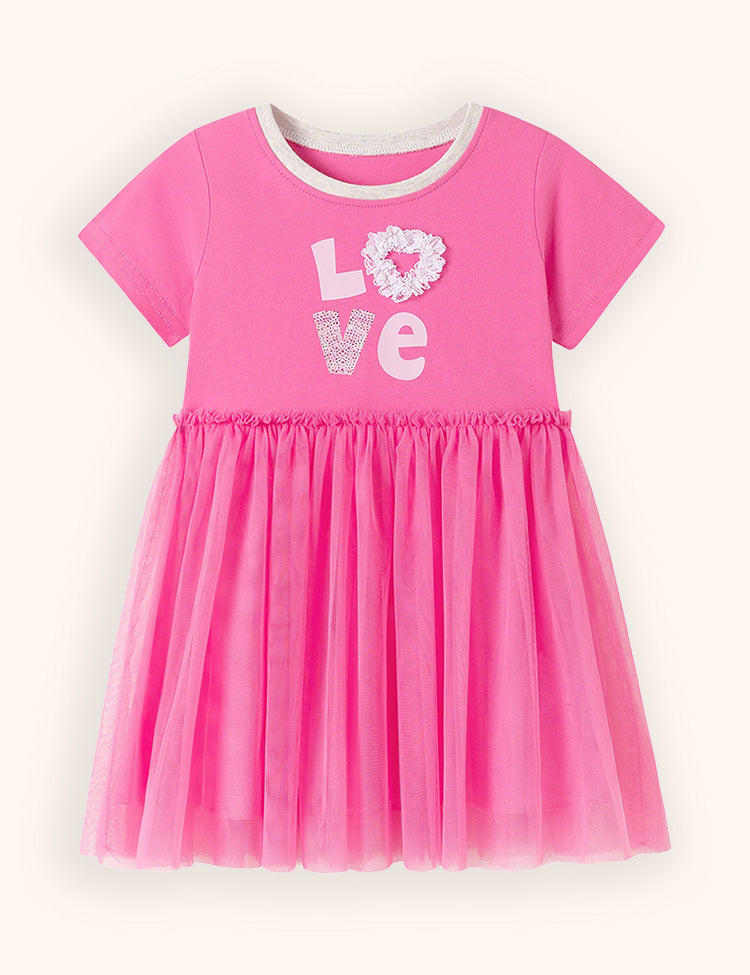 Valentine's Day Love Applique Tulle Dress