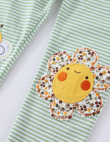 Cute Bee Flower Applique Leggings