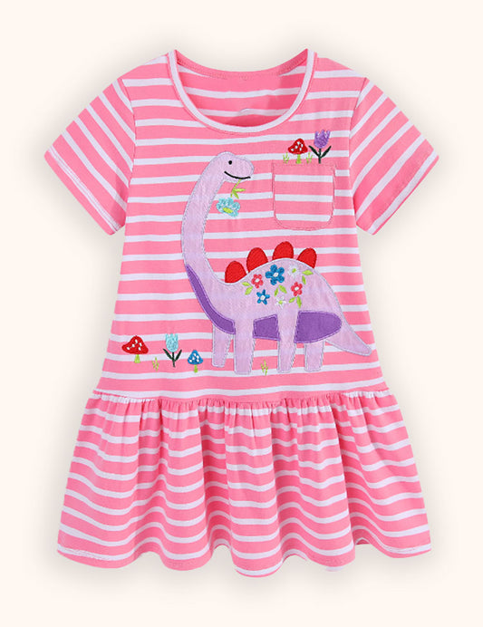 Vestido bordado de dinosaurio