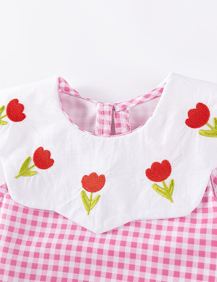 Flower Embroidered Plaid Dress MINIS Flower Embroidered Plaid Dress MINIS