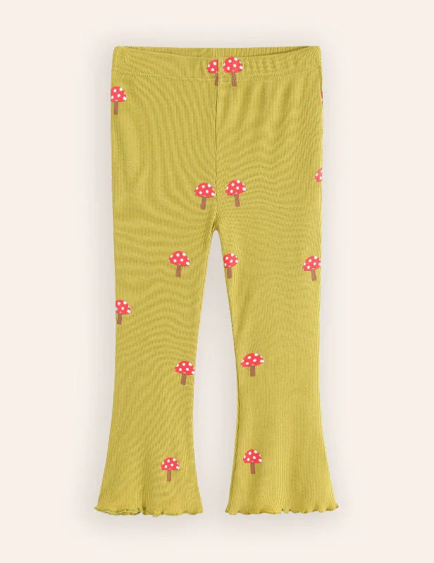Mushroom Print Flared Leggings