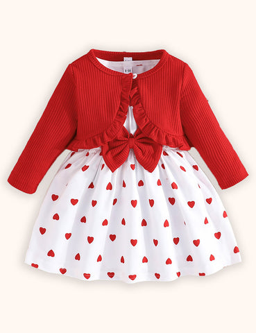 Conjunto de vestido sin mangas con estampado de amor y abrigo de manga larga para el día de San Valentín