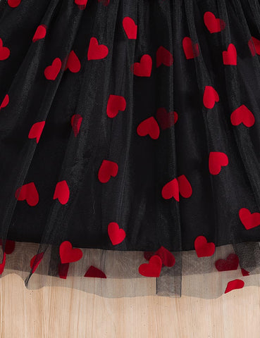 Valentine‘s Day Heart Print Tulle Dress