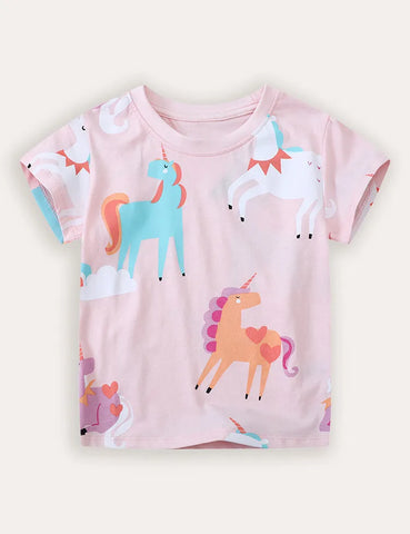 Einhorn-Print T-Shirt