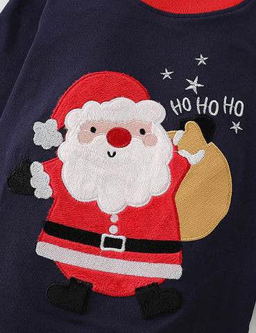 Ropa de estar por casa bordada de Papá Noel navideño