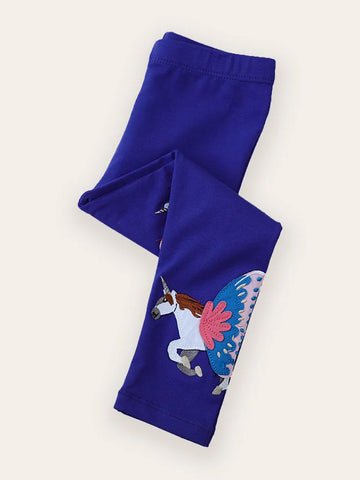 Bestickte Baumwoll-Leggings mit Einhorn-Patch