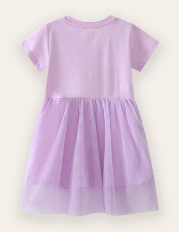 Unicorn Appliqué Cotton Tulle Dress