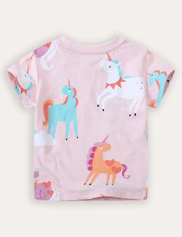 Einhorn-Print T-Shirt