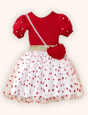 Conjunto de falda de tul con corazón de San Valentín