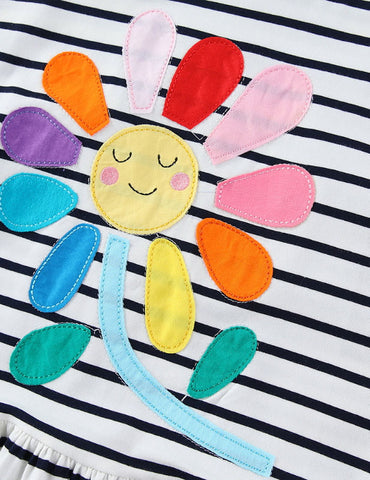 Cute Flower Applique Dress