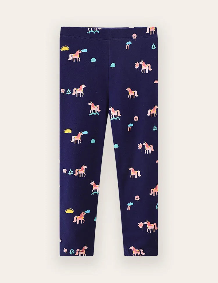 Leggings Aus Baumwolle Mit Einhorn-Print