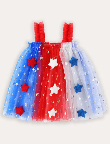 Unabhängigkeitstag Kontraststern Träger-Tüllkleid