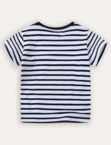 Kurzarm-T-Shirt mit Bagger-Applikation
