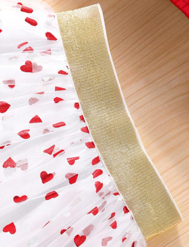 Conjunto de falda de tul con corazón de San Valentín