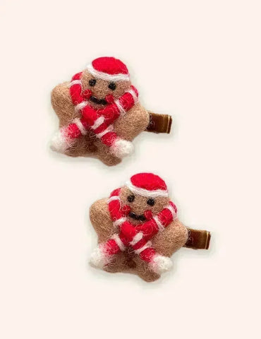 2PCS Christmas Wool Felt Cute Hairpins