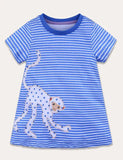 Today Only - Turtle Appliqué Short-Sleeved Striped Dress