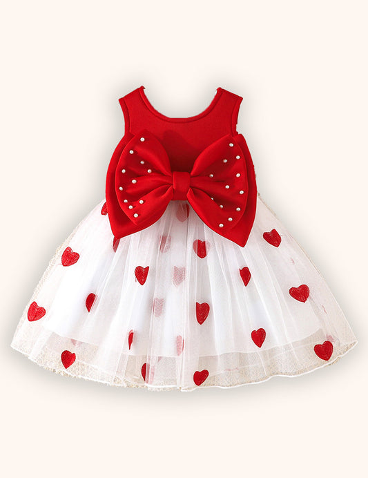 Vestido de tul con lazo y corazón de San Valentín