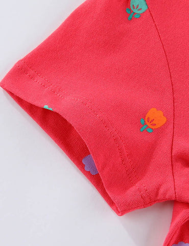 Cute Dinosaur Embroidered Dress