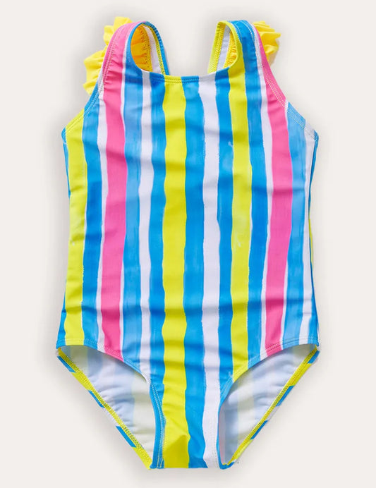 Colored Irregular Striped One-Piece Swimsuit