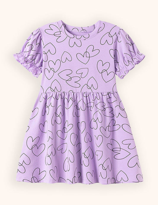 Valentine's Day Love Print Cotton Dress