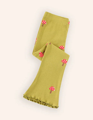 Mushroom Print Flared Leggings
