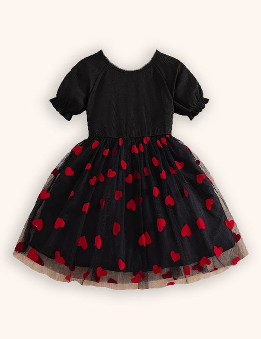 Valentine‘s Day Heart Print Tulle Dress