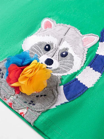 Niedliches Kleid mit Tierapplikation aus Baumwolle