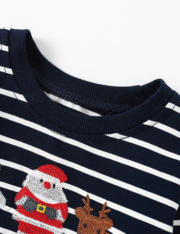 Christmas Embroidered Long-sleeved Sweatshirt