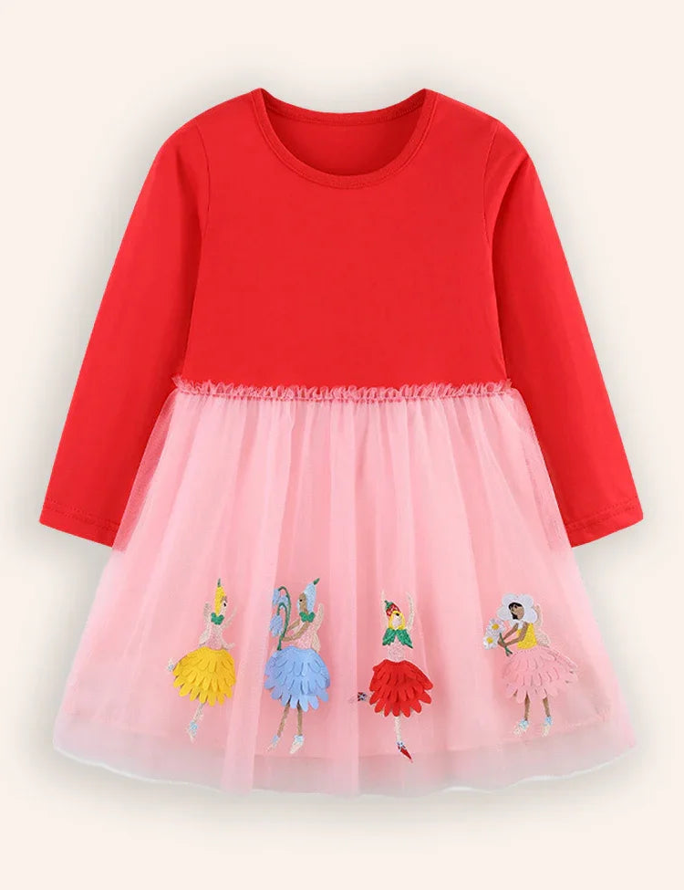 Cute Fairy Embroidered Tulle Dress