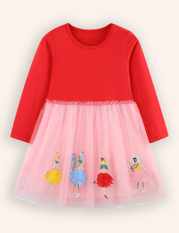 Cute Fairy Embroidered Tulle Dress