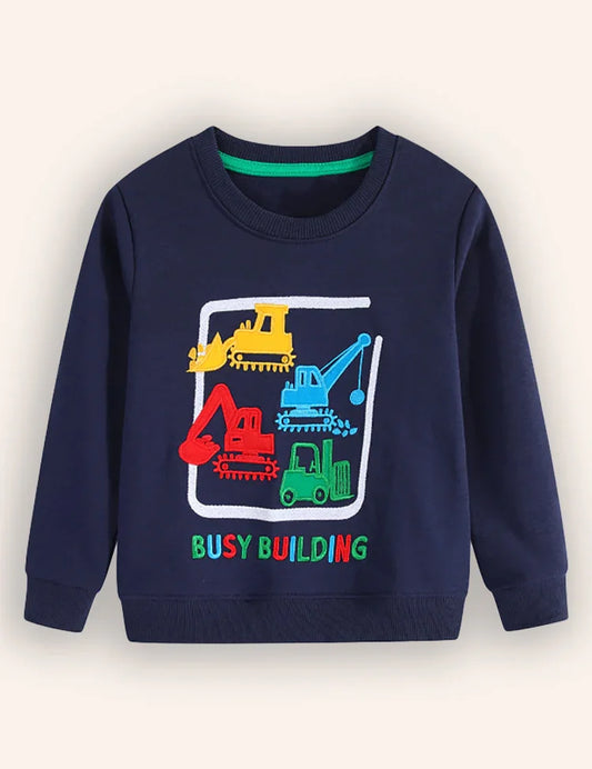 Construction Cars Applique Sweatshirt