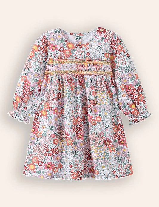 Katoenen jurk met bloemenprint en lange mouwen