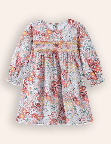 Floral Printed Long Sleeves Cotton Dress
