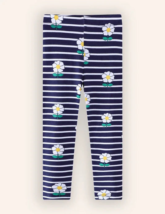 Flower Striped Print Leggings