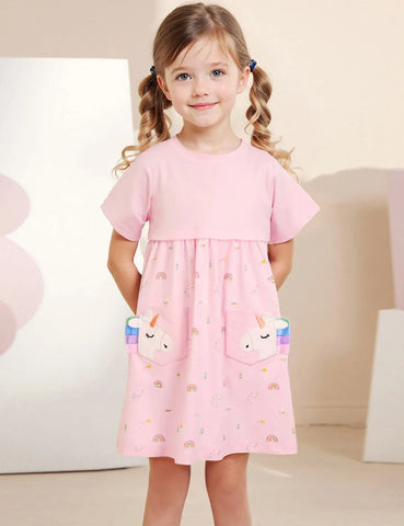 Einhorn Pokect Baumwollkleid