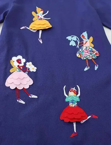 Lindo vestido de manga larga con apliques de elfo