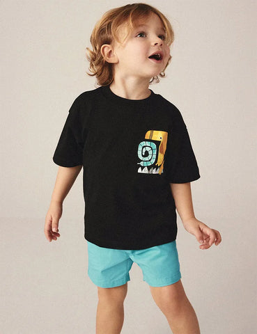 Cute Animal Print Short Sleeve T-Shirt and Shorts Set