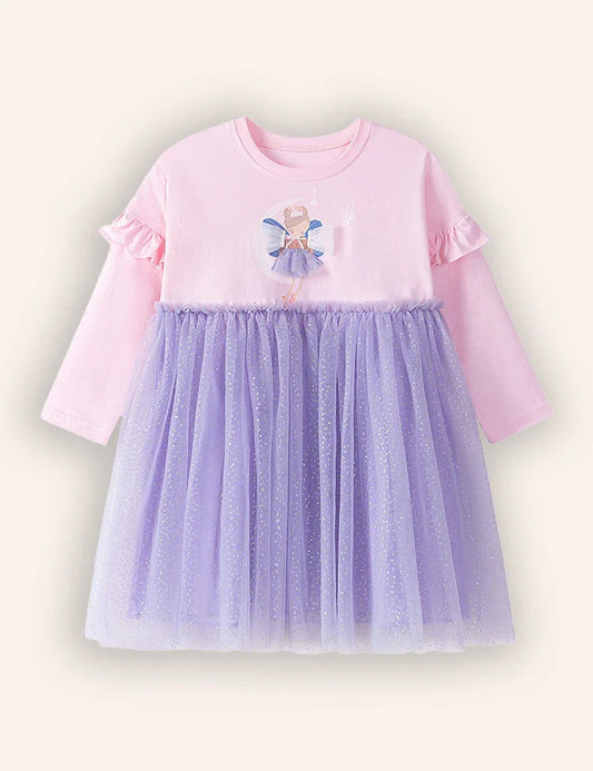 Schattig meisje Tule jurk met lange mouwen