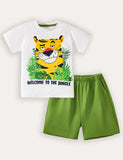 Conjunto de camiseta de manga corta y pantalones cortos con estampado Tiger Jungle