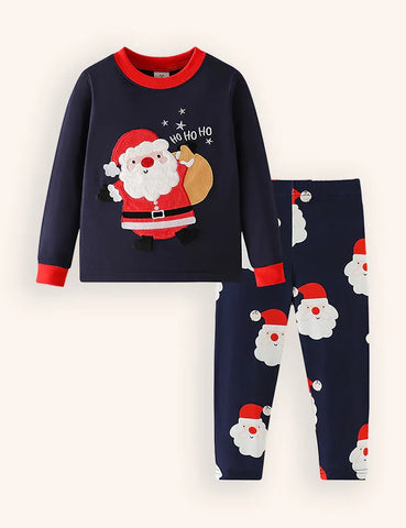 Ropa de estar por casa bordada de Papá Noel navideño
