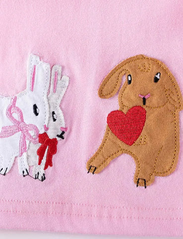 Cute Bunny Applique Long Sleeve Dress